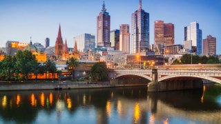 Melbourne’s skyline at dusk