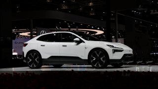 A Polestar 4 electric SUV is on display during the 20th Shanghai International Automobile Industry Exhibition at the National Exhibition and Convention Center (Shanghai) on April 18, 2023 in Shanghai, China.