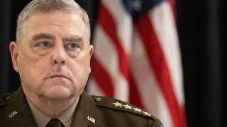 Gen. Mark Milley arrives at the fifth meeting of the Ukraine Contact Group at the U.S. Ramstein Air Base in Germany, Sept. 19, 2023.