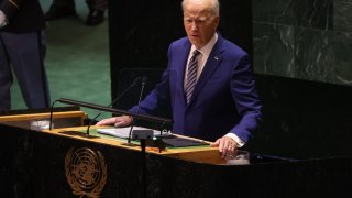 U.S. President Joe Biden addresses world leaders during the United Nations General Assembly in New York City, Sept. 19, 2023.