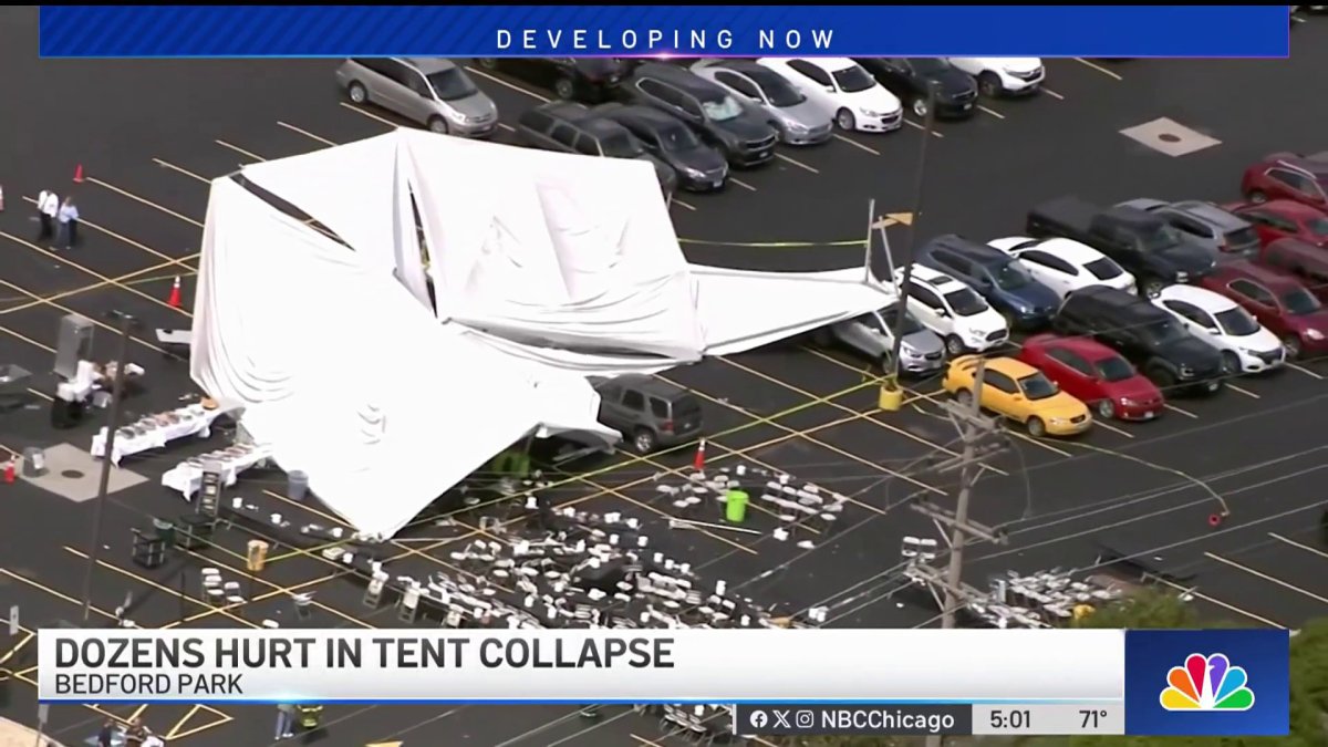 At least 26 injured in Bedford Park tent collapse NBC Chicago