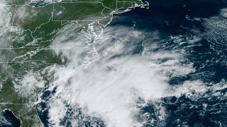 This Thursday, Sept. 21, 2023, satellite image provided by the National Oceanic and Atmospheric Administration shows a potential tropical cyclone forming off the southeastern coast of the United States in the Atlantic Ocean.