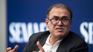 Nouriel Roubini, chief executive officer of Roubini Macro Associates Inc., speaks during the Semafor World Economy Summit in Washington, DC, on Wednesday, April 12, 2023.