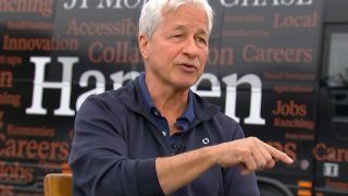 Jamie Dimon, CEO of JPMorgan Chase speaking with CNBC’s Leslie Picker in Bozeman, MT on Aug. 2nd, 2023.