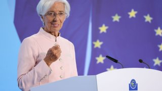 Christine Lagarde, president of the European Central Bank (ECB), at a rates decision news conference in Frankfurt, Germany, on Thursday, Sept. 14, 2023. The ECB raised interest rates again, acting for the 10th consecutive time to choke inflation out of the euro zone’s increasingly feeble economy.