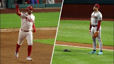 Bryce Harper epically stares down Arcia in Phillies-Braves Game 3 – NBC4  Washington