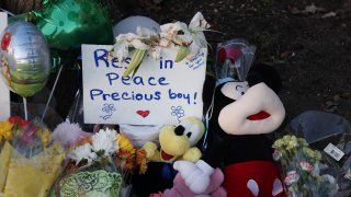 PLAINFIELD, ILLINOIS – OCTOBER 17: Items are left at a memorial in front of the home where 6-year-old Palestinian-American Wadea Al-Fayoume was stabbed to death Saturday by his landlord on October 17, 2023 in Plainfield, Illinois.  His mother, Hanaan Shahin, also suffered more than a dozen stab wounds and remains hospitalized. Police have said that the family was attacked because of their Muslim faith. Today his hometown held a vigil in his memory which drew more than a thousand people. (Photo by Scott Olson/Getty Images)