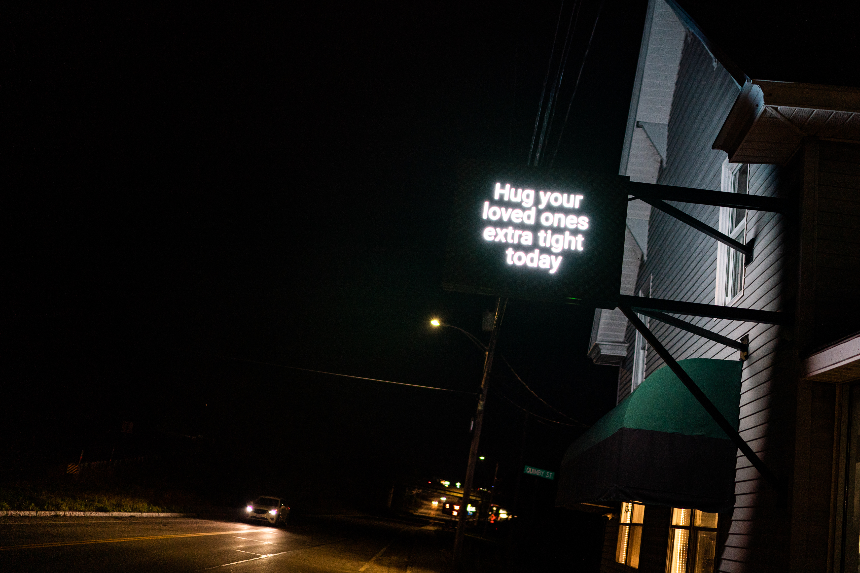 LEWISTON, ME – OCTOBER 27: A business display a message in Lewiston, Maine, Friday, October 27, 2023. (Photo by Salwan Georges/The Washington Post via Getty Images)