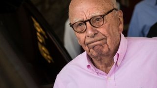 Rupert Murdoch arrives at the Sun Valley Resort of the annual Allen & Company Sun Valley Conference in Sun Valley, Idaho, on July 10, 2018.