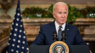 WOODSIDE, CALIFORNIA – NOVEMBER 15:  U.S. President Joe Biden delivers remarks at a news conference at the Filoli Estate on November 15, 2023 in Woodside, California. The news conference follows a meeting between Biden and Chinese President Xi Jinping during the Asia-Pacific Economic Cooperation (APEC) Leaders’ week, their first since meeting at the Indonesian island resort of Bali in November 2022. (Photo by Kent Nishimura/Getty Images)