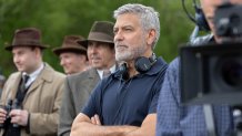 Director George Clooney on the set of his film "The Boys in the Boat."