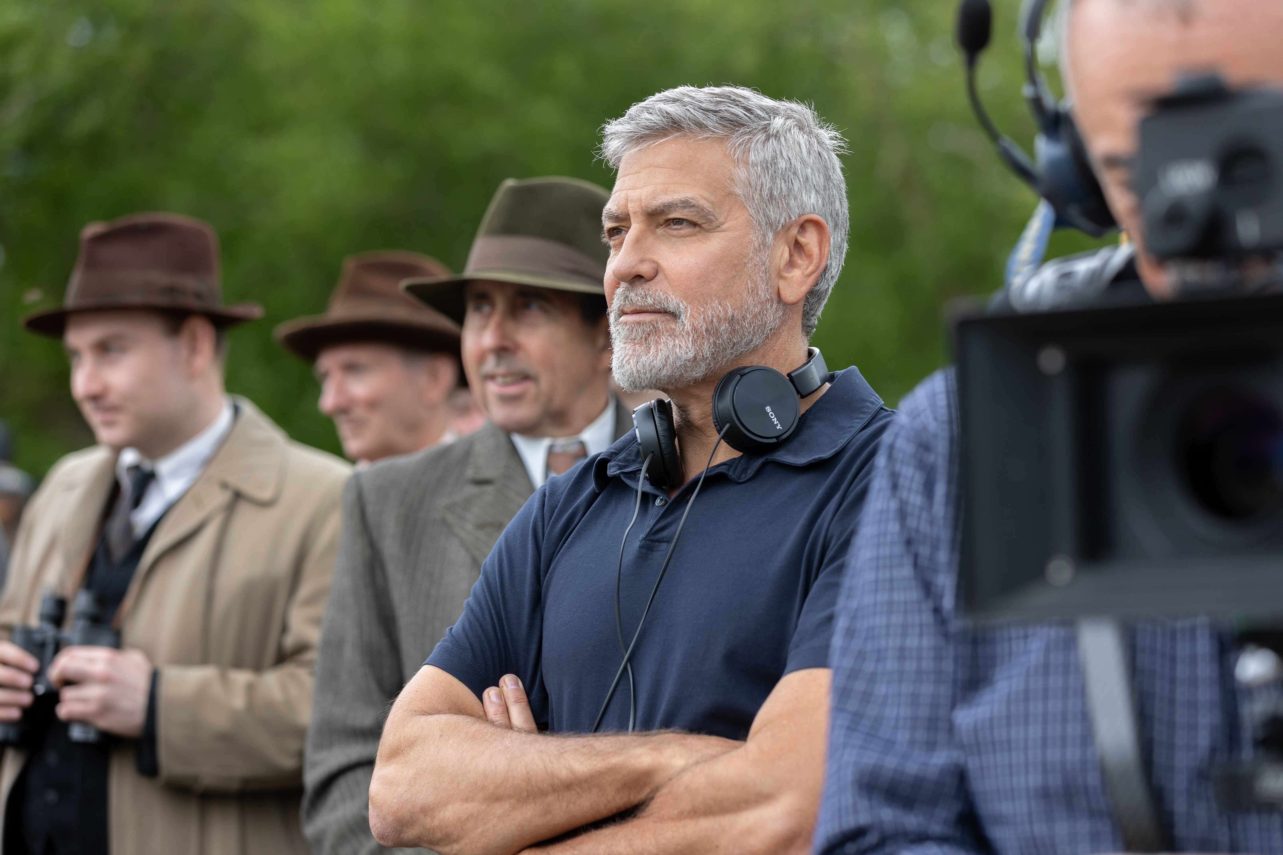 Director George Clooney on the set of his film "The Boys in the Boat."