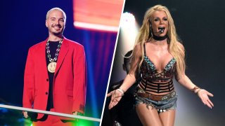 Split image of singer J Balvin and Britney Spears