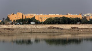 FILE - The U.S. Embassy building is seen from across the Tigris River in Baghdad, Iraq, on Jan. 3, 2020.