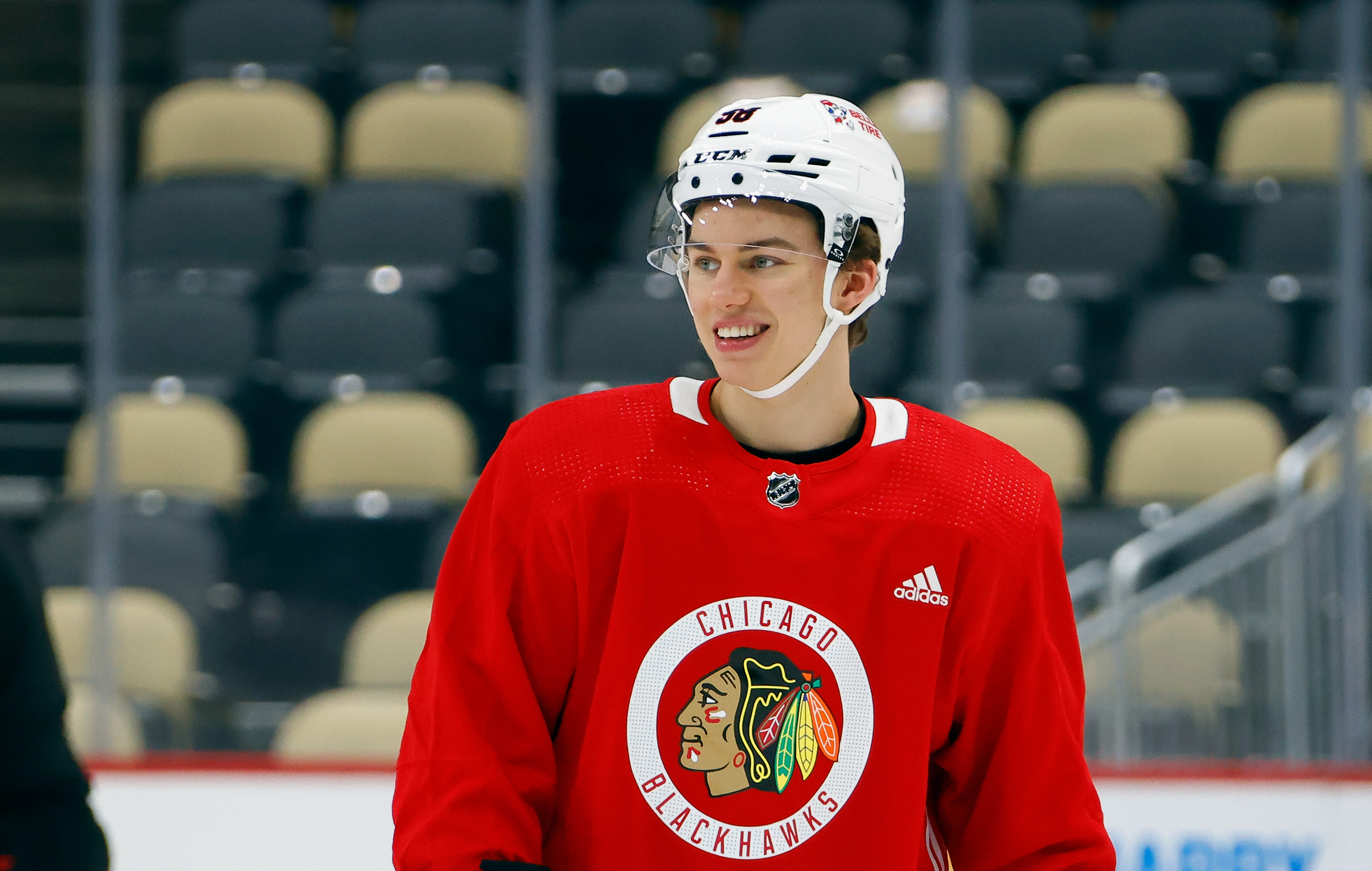 Connor Bedard sports Caleb Williams jersey ahead of Blackhawks game Saturday