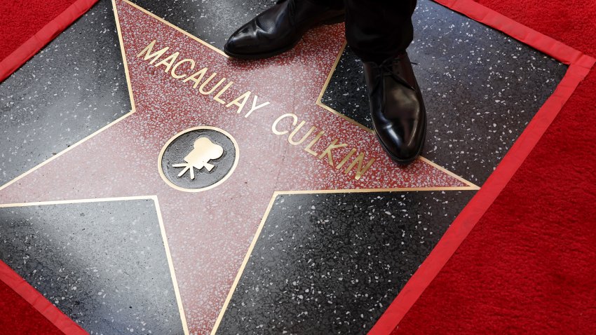 View of Macaulay Culkin's star during the ceremony honoring Macaulay Culkin with a Star on the Hollywood Walk of Fame on December 01, 2023 in Hollywood, California.