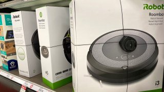 Roomba robot vacuums made by iRobot are displayed on a shelf at a Target store in San Rafael, California, on Aug. 05, 2022.