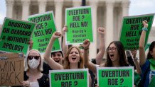 Abortion-rights protesters regroup and protest following Supreme Court's decision to overturn Roe v. Wade in Washington, June 24, 2022. There's action on abortion policy in rulings, legislatures, and campaigns for candidates and ballot measures on the 51st anniversary of Roe v. Wade. The 1973 ruling established the right to abortion across the U.S. But things have been in flux since the U.S. Supreme Court overturned it in 2022.   