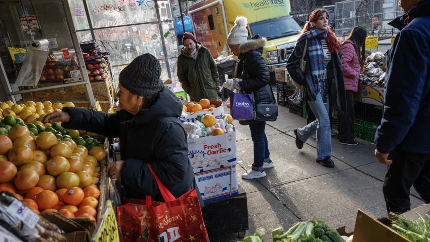 Patrons shop for produce at a Mr. Pina Market in the Brooklyn borough of New York, US, on Tuesday, Dec. 26, 2023. 