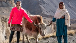 A Wakhi woman and her yak in Avgarch Village, one of the oldest settlements of Hunza Valley that’s only accessible by foot.