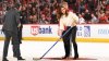 WATCH: Cindy Crawford effortlessly scores during ‘Shoot the Puck' challenge at Chelios' jersey retirement