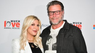 CULVER CITY, CALIFORNIA - OCTOBER 17: Tori Spelling (L) and Dean McDermott attend the Much Love Animal Rescue 3rd Annual Spoken Woof Benefit at Microsoft Lounge on October 17, 2019 in Culver City, California.