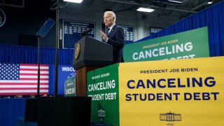 U.S. President Joe Biden speaks as he announces a new plan for federal student loan relief during a visit to Madison Area Technical College Truax Campus, in Madison, Wisconsin, U.S, April 8, 2024. 