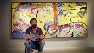 The artist Sacha Jafri at his studio in Dubai, U.A.E. He said he goes into a meditative state when creating his work.
