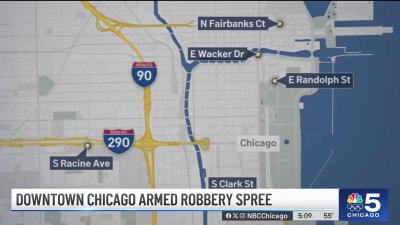 Woman dragged into street during 1 of 5 armed robberies downtown in 30 minutes