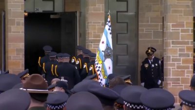 CPD officers gather outside church for funeral for fallen CPD officer Luis Huesca