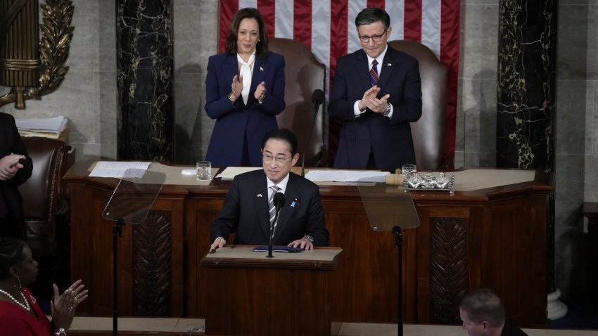 Japan's Prime Minister Fumio Kishida arrives to address a joint meeting of Congress in the House chamber, Thursday, April 11, 2024, at the Capitol in Washington