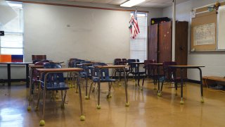 An empty classroom at the Utopia Independent School