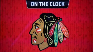 NASHVILLE, TN – JUNE 28: The Chicago Blackhawks logo indicates the team is on the clock during the first round of the Upper Deck NHL Draft, June 28, 2023 at Bridgestone Arena in Nashville, Tennessee. (Photo by Matthew Maxey/Icon Sportswire via Getty Images)