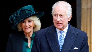 FILE - Queen Camilla and King Charles III attend the traditional Easter Sunday Mattins Service at St George's Chapel, Windsor Castle on March 31, 2024, in Windsor, England.