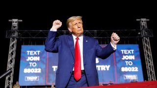 Republican presidential candidate and former U.S. President Donald Trump holds a campaign rally at Ted Hendricks Stadium in Hialeah, Florida, U.S. November 8, 2023. 