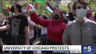 Pro-Israel, pro-Palestinian demonstrators rally on University of Chicago campus