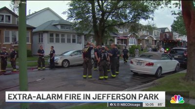 Three houses engulfed in multiple-alarm fire in Jefferson Park