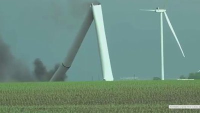 Video shows Illinois trees downed, Iowa wind turbines engulfed in flames after severe weather