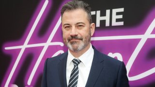 Jimmy Kimmel poses at the opening night celebration for the Huey Lewis & The News musical "The Heart of Rock and Roll"