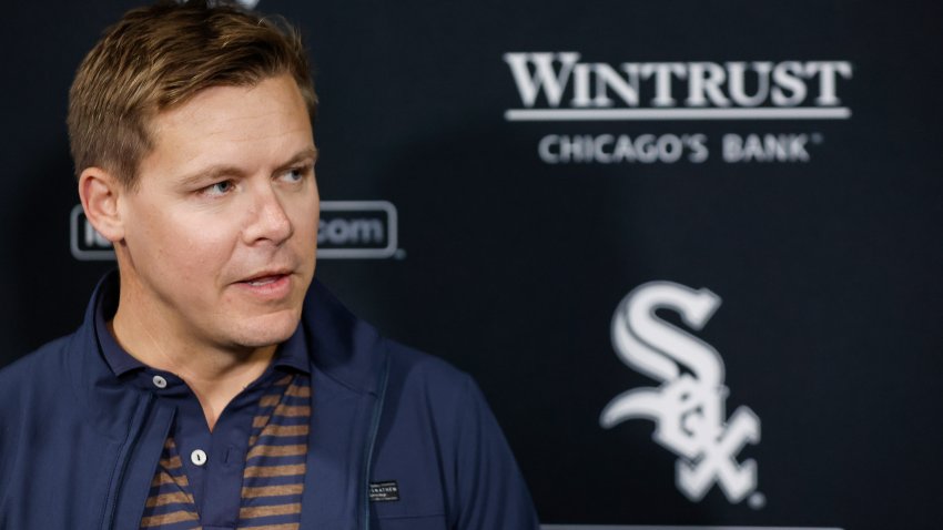 Apr 26, 2024; Chicago, Illinois, USA; Chicago White Sox general manager Chris Getz speaks before a baseball game between the Chicago White Sox and Tampa Bay Rays at Guaranteed Rate Field. Mandatory Credit: Kamil Krzaczynski-USA TODAY Sports