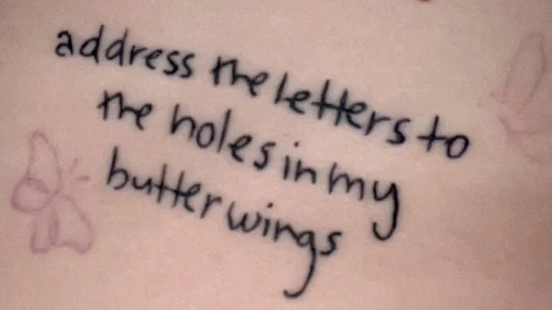 Grace Flemming's tattoo with the wrong Olivia Rodrigo lyric.