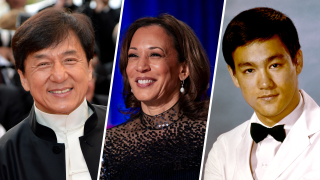 The actors Bruce Lee, right, and Jackie Chan, left, were the most commonly named figures, while Vice President Kamala Harris was named by just 2% of respondents.