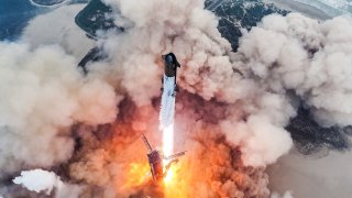 SpaceX’s Starship launches its fourth flight test from the company’s Boca Chica launchpad, designed to eventually send astronauts to the moon and beyond, near Brownsville, Texas, U.S. , in this handout picture obtained on June 6, 2024. 