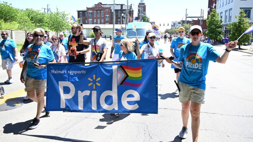 Parade participants are seen marching during the 2024 Kentuckiana Pride Parade on June 15, 2024 in Louisville, Kentucky. 