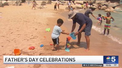 Chicago families flock to the beach on Father's Day amid hot weather