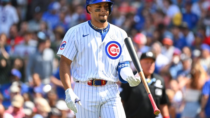 CHICAGO, ILLINOIS – JUNE 02: Christopher Morel #5 of the Chicago Cubs reacts after striking out during the seventh inning of a game against the Cincinnati Reds at Wrigley Field on June 02, 2024 in Chicago, Illinois. The Reds defeated the Cubs 5-2. (Photo by Nuccio DiNuzzo/Getty Images)