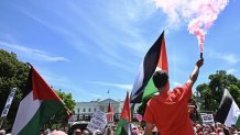 Pro-Palestinian demonstrators rally near the White House