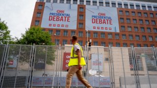 Signage for the CNN presidential debate