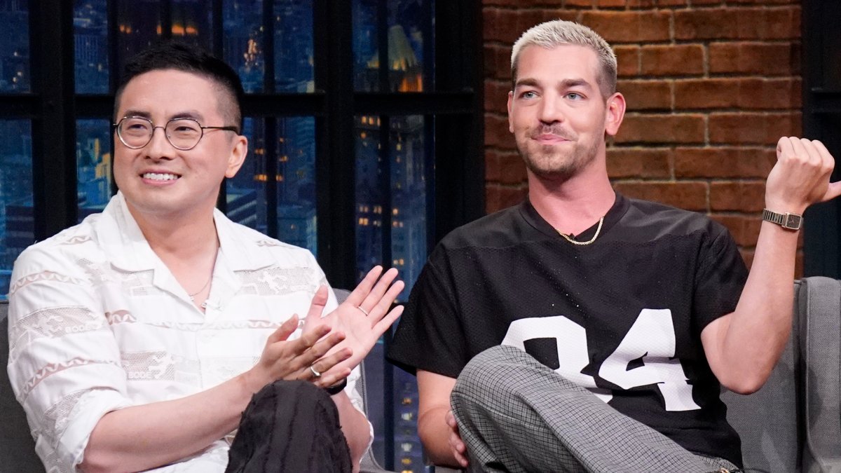 Bowen Yang And Matt Rogers Present Seth With Las Culturistas Best Vibe