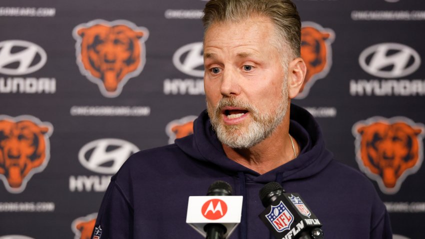 May 31, 2024; Lake Forest, IL, USA; Chicago Bears head coach Matt Eberflus speaks during organized team activities at Halas Hall. Mandatory Credit: Kamil Krzaczynski-USA TODAY Sports